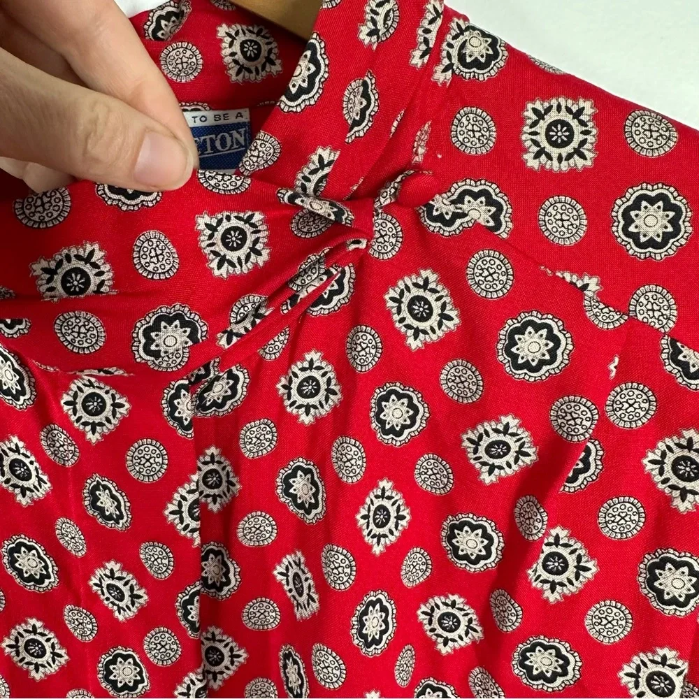 Vintage Pendleton Red Print Button Up blouse Size 18 - Picture 4 of 6